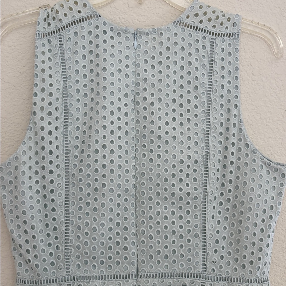 Ann Taylor Light Blue Eyelet Mini Dress Size 8 - Picture 5 of 7